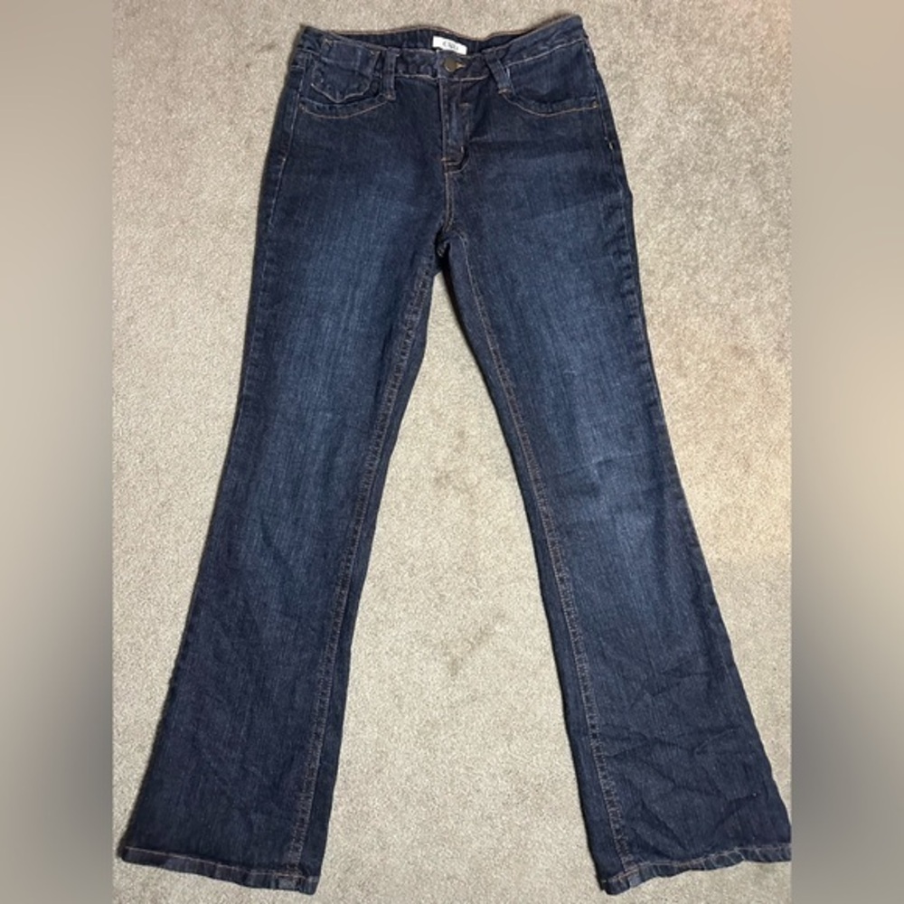 Cato Womens Dark Wash Bootcut Denim Jeans Size 8 Embroidered Pockets